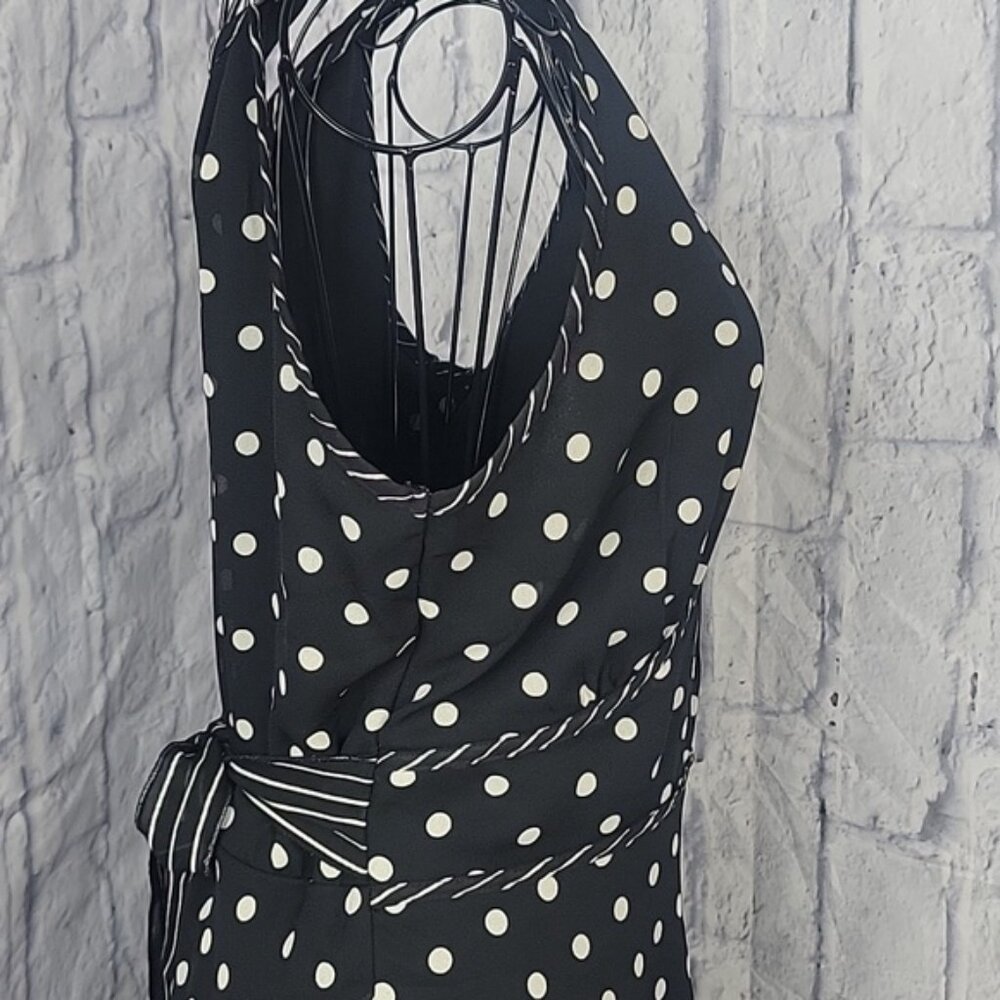 Jonathan Martin Black and White Polka Dot Midi Dress - Picture 6 of 10